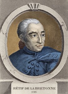 Porträt von Restif de La Bretonne (1734-1806) - von Binet, Gravur von Louis (after) Binet