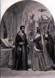Ein Kunde besucht einen Zauberer, gestochen von Philibert Langlois (fl. ca. 1834-9)