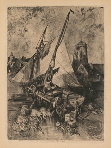 Fischerboote, Normandie (Umgebung von Caen) von Louis Adolphe Hervier