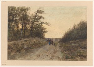 Landschaft mit Figuren auf einem Feldweg