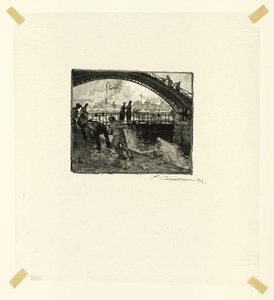 Schleuse des Canal Saint-Martin, Platte sechs aus Le Long de la Seine et des Boulevards von Louis Auguste Lepère