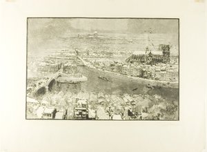 Paris im Schnee, gesehen vom Turm von Saint-Gervais von Louis Auguste Lepère