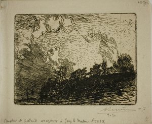 Stürmischer Sonnenuntergang, Jouy-le-Moutier von Louis Auguste Lepère