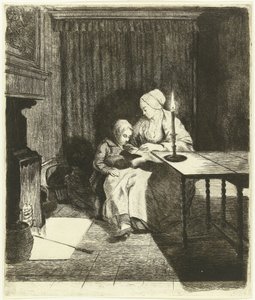 Mutter unterrichtet ihren Sohn von Louis Bernard Coclers