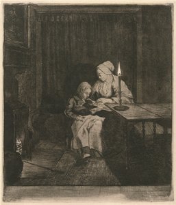 Mutter unterrichtet ihren Sohn