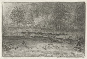 Fluss mit Wasserfall von Louis Bernard Coclers