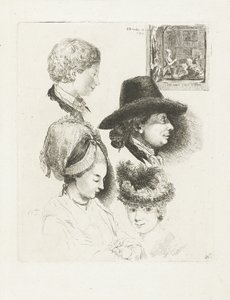 Studienblatt mit Porträts von Louis Bernard Coclers und seiner Familie von Louis Bernard Coclers