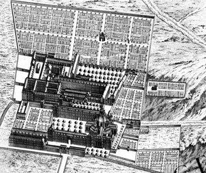 Das Krankenhaus La Salpêtrière (Detail) von Louis Bretez