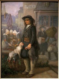 Spaziergang in der Bretagne. Gemälde von Louis Caradec (1802-1888). Öl auf Leinwand, um 1850. Bretonisches Museum in Quimper. von Louis Caradec