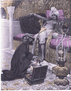 Die Tochter des Königs von Tunis, Illustration aus Decameron von Boccaccio, veröffentlicht von Navarre Society 1930er Jahre (Litho)