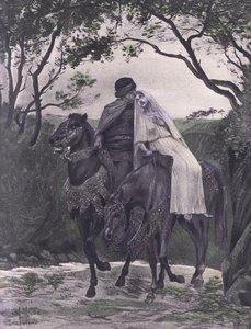 Die Flüchtlinge, Illustration aus Decameron von Boccaccio, veröffentlicht von Navarre Society 1930er Jahre (Litho) von Louis Chalon