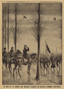 König Albert I. und Königin Elisabeth von Belgien inspizieren ihre neue Armee, Erster Weltkrieg