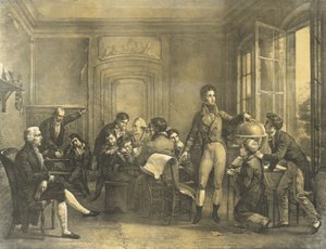 Louis-Philippe unterrichtet Geographie am Collège de Reichenau, veröffentlicht 1820 von Louis Charles Auguste Couder