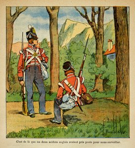 Illustration aus dem Buch „The Memorial of Saint Helene“ von Graf Emmanuel de Las Cases: Englische Soldaten überwachen Kaiser Napoleon auf St. Helene von Louis Charles Bombled