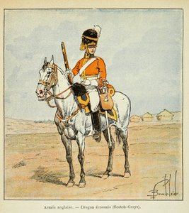 Illustration von Louis Bombled aus dem Buch „Das Memorial von Saint Helene“ von Graf Emmanuel de Las Cases: Englische Armee: Schottische Drachen