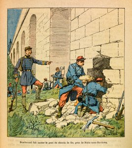 Die östliche Armee: Bombonnel und seine Freischärler sprengen die Brücke von Armançon bei Nuits-sous-Ravières der Eisenbahnlinie von Dijon nach Paris