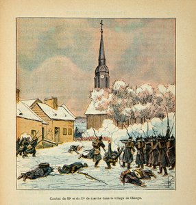 Die Armee der Loire von Eugene Sergent, genannt Grenest, illustriert von Louis Bombled (Französisch-Deutscher Krieg; Feldzug von 1870-1871): Schlacht von 62. und 37. Marsch im Dorf Change im Januar 1871 von Louis Charles Bombled
