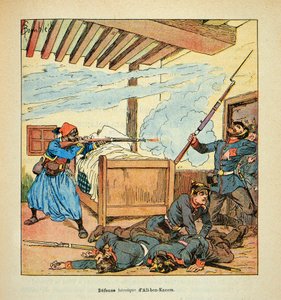 Die Armee der Loire von Eugene Sergent, illustriert von Louis Bombled (Deutsch-Französischer Krieg; Feldzug von 1870-1871): Heroische Verteidigung des Turco Ali ben Kacem des 3. Regiments der Tirailleurs während der Kämpfe von Juranville im November