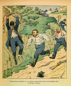 Die Ost-Armee von Eugene Sergeant, bekannt als Grenest, illustriert von Louis Bombled (1862-1927): Deutsche Truppen fliehen vor den Truppen von Ricciotti Garibaldi in Chatillon sur Seine im November 1870 von Louis Charles Bombled