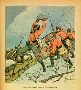 Die Ost-Armee von Eugene Sergeant, illustriert von Louis Bombled: Die roten Hemden von Garibaldi vor Fontaine