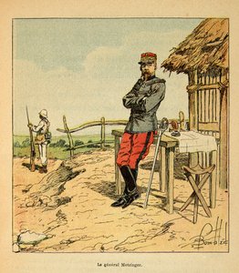 Der Krieg in Madagaskar - Anekdotische Geschichte der französischen Expeditionen von 1885-1895 von Henri Galli dit Galllichet, illustriert von Louis Bombled: Porträt von General Metzinger in Madagaskar im Jahr 1895 von Louis Charles Bombled
