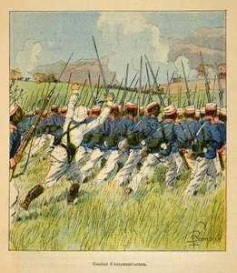 Der Krieg in Madagaskar - Anekdotische Geschichte der französischen Expeditionen von 1885-1895 von Henri Galli dit Galllichet, illustriert von Louis Bombled: Französische Truppen während der Schlachten von Antanamitarana 1895 von Louis Charles Bombled