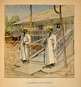 Der Krieg in Madagaskar - Anekdotische Geschichte der französischen Expeditionen von 1885-1895 von Henri Galli, illustriert von Louis Bombled: Der Pavillon von Königin Ranavalona in Tananarive, 1895