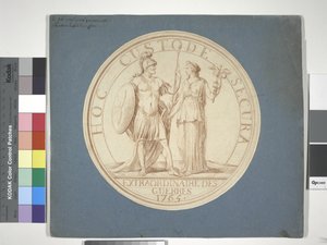 Medaille Design, Krieg und Frieden: HOC CUSTODE SECURA von Louis Claude (attr. to) Vassé