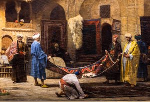 Der Teppichbasar im Khan Khalil in Kairo von Louis Claude Mouchot