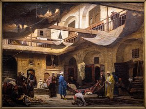 Der Teppichbasar im Khan Khalil in Kairo von Louis Claude Mouchot