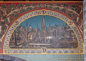 Bahnhofsgebäude (Sint-Pietersstation). Innenraum. 1912. Die Eingangshalle. von Louis Cloquet