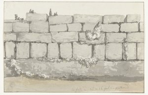 Außenansicht der Außenmauer des antiken Tempels in der alten Stadt Manduria Voyage en Italie, en Sicile et à Malte - 1778 (Serientitel)