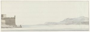 Ansicht der Küste von Kalabrien vom äußersten Punkt der Festung Messina (Voyage en Italie, en Sicile et à Malte - 1778)