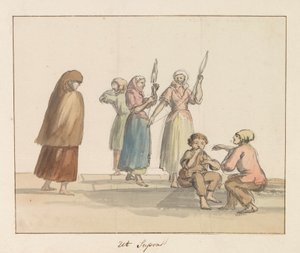 Tracht der Insel Gozo (Voyage en Italie, en Sicile et à Malte - 1778) von Louis Ducros