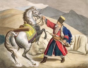 Ein Tatar mit seinem Pferd, graviert von den Thierry-Brüdern, 1825 von Louis Dupré