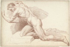 Männlicher Akt, kniend, nach links von Louis Fabritius Dubourg