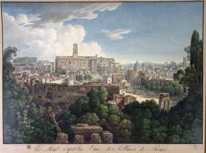 Blick auf den Kapitolinischen Hügel von den Farnesischen Gärten von Louis Francois Cassas