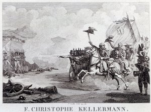 Französische Revolution: „Der General und Marschall François Christophe Kellermann (1735-1820) während der Schlacht von Valmy am 20.09.1792“ Gravur von Louis François Couché (1782-1849) 18. Jahrhundert Paris, Musée Carnavalet von Louis Francois Couche