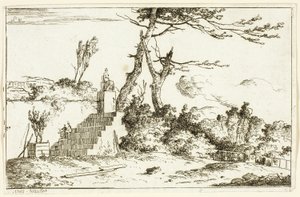 Landschaft mit klassischer Statue von Louis Gabriel Moreau