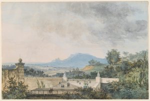Panoramablick über einen terrassierten Park