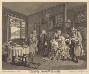 Heiraten à la Mode: pl.6 von Louis Gerard Scotin after William Hogarth