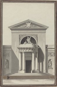 Fassade für eine Kirche mit einer Skulptur, die den Glauben darstellt von Louis Gustave Taraval