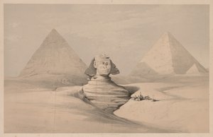Ägypten und Nubien: Band I - Nr. 18, Die Große Sphinx, Pyramiden von Gizeh, Vorderansicht von Louis Haghe