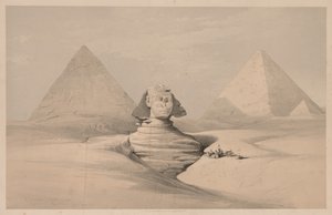 Ägypten und Nubien: Band I - Nr. 18, Die Große Sphinx, Pyramiden von Gizeh, Vorderansicht von Louis Haghe