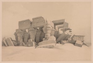 Ägypten und Nubien: Band I - Nr. 1, Nr. 2, Überreste des Portikus des Tempels von Kom Ombo, 1838 von Louis Haghe