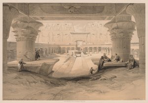 Ägypten und Nubien: Band I - Nr. 32, Blick unter dem Portikus des Tempels von Edfu..., 1838 von Louis Haghe