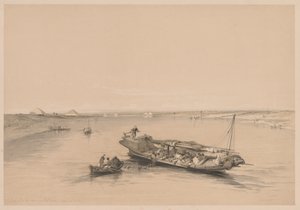Ägypten und Nubien: Band I - Nr. 4, Sklavenboote auf dem Nil, Blickrichtung... 1838 von Louis Haghe