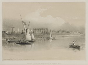 Ägypten und Nubien, Band I: Gesamtansicht der Ruinen von Luxor, vom Nil aus, 1846 von Louis Haghe
