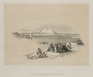 Ägypten und Nubien, Band I: Pyramiden von Gizeh, vom Nil aus, 1846 von Louis Haghe