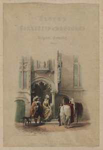 Haghes Skizzenportfolio. Belgien. Deutschland, Band III: Titelseite, an einer Tür, Teil einer Ansicht, Vorhalle eines Privathauses, Brügge von Louis Haghe